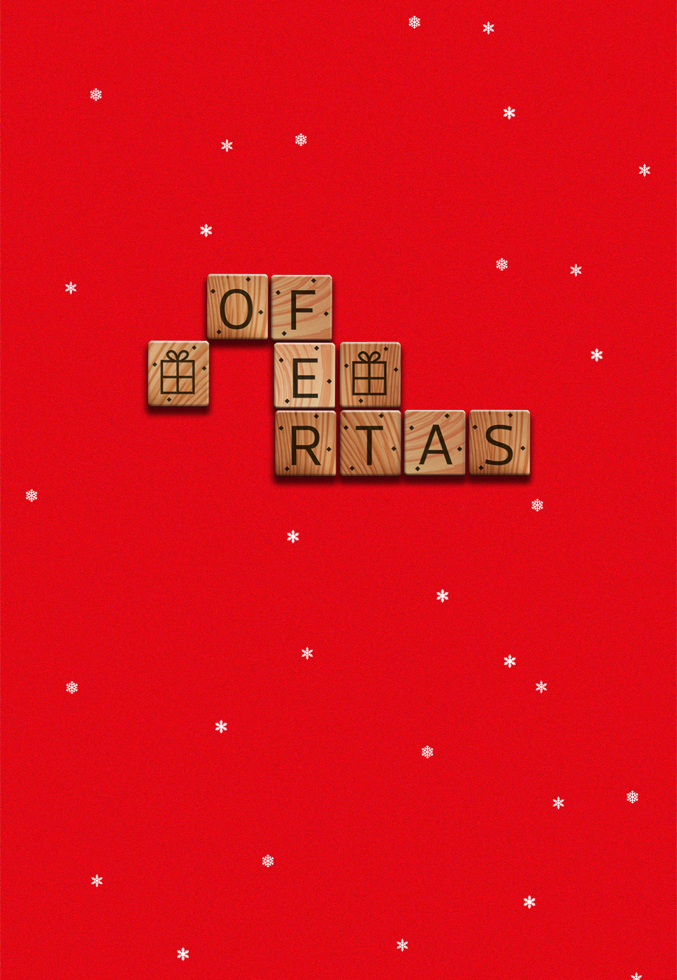 peças de jogo com a palavra ofertas sobre fundo natalicio