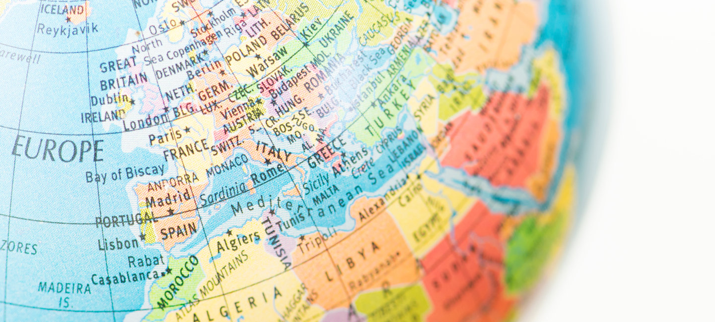 Globo que mostra os paises da Europa.