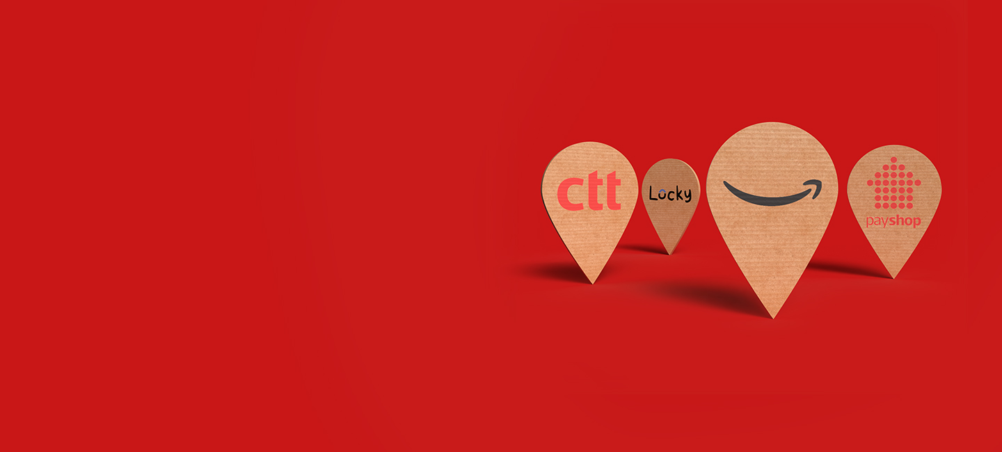 Ícones de pontos de entrega CTT, Locky, Loja CTT, Agente Payshop