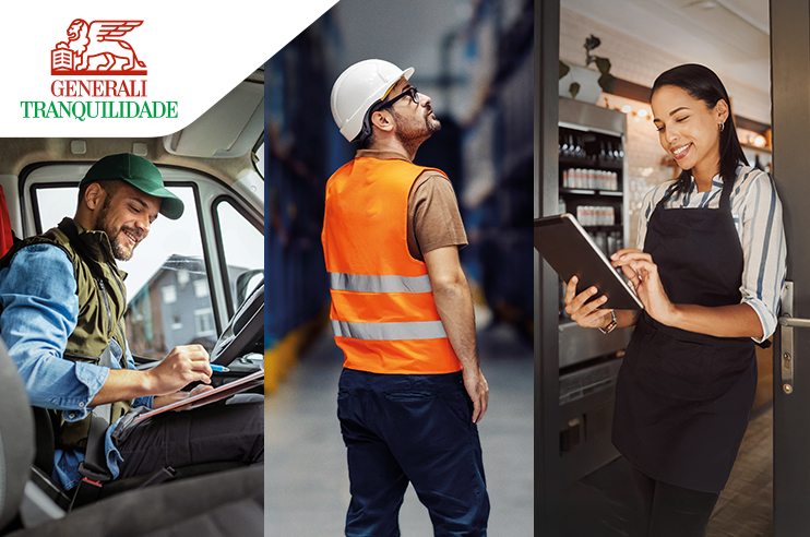3 trabalhadores que simbolizam os seguros para empresas