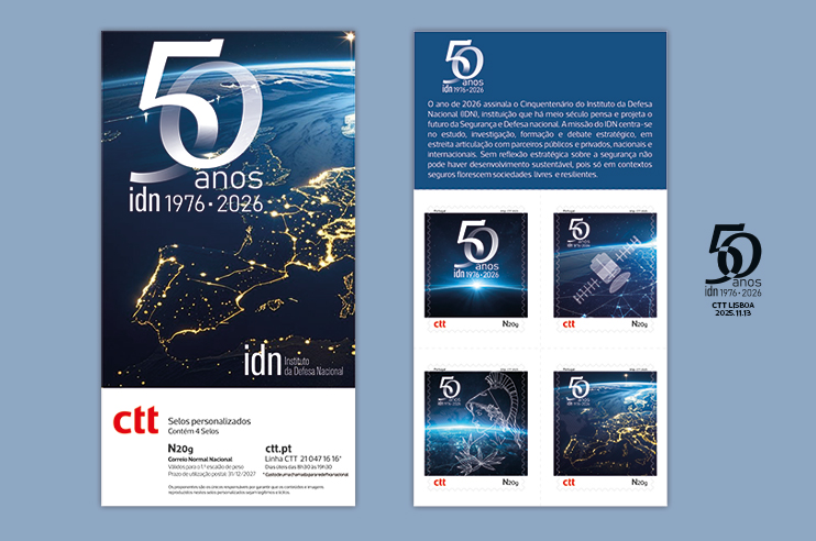 4 selos azuis do IInstituto da Defesa Nacional – 50 Anos