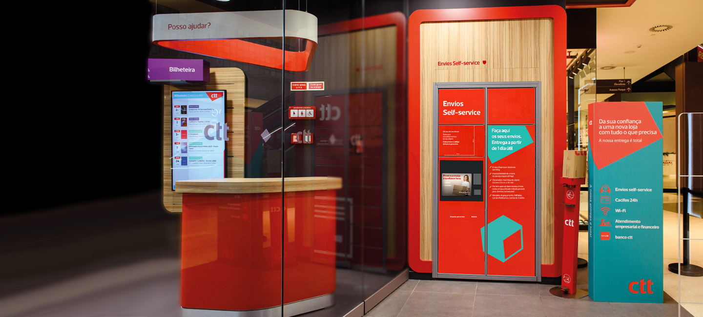Equipamento de envios self-service.