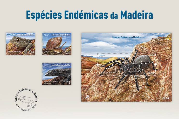 Selos da emissão Fauna Endémica da Madeira