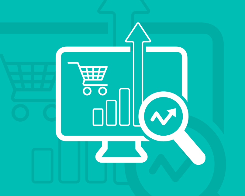 Ícone de um computador com um gráfico que mostra crescimento