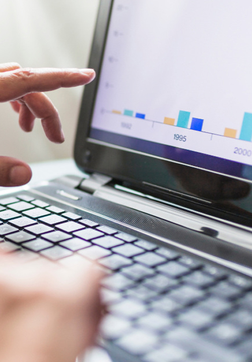 Pessoa a analisar algo no seu computador.